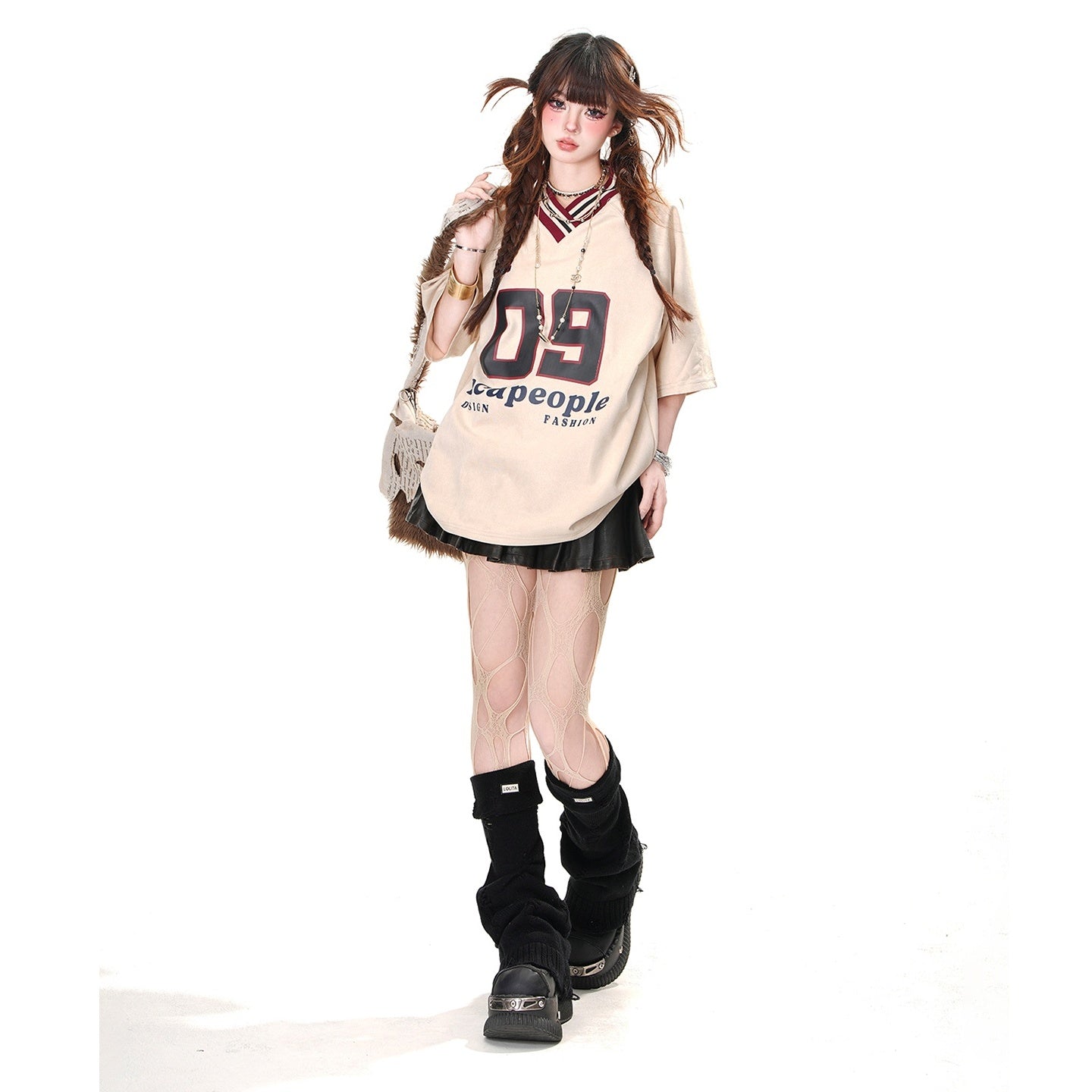 Sports Style V-Neck Number T-Shirt KK2054