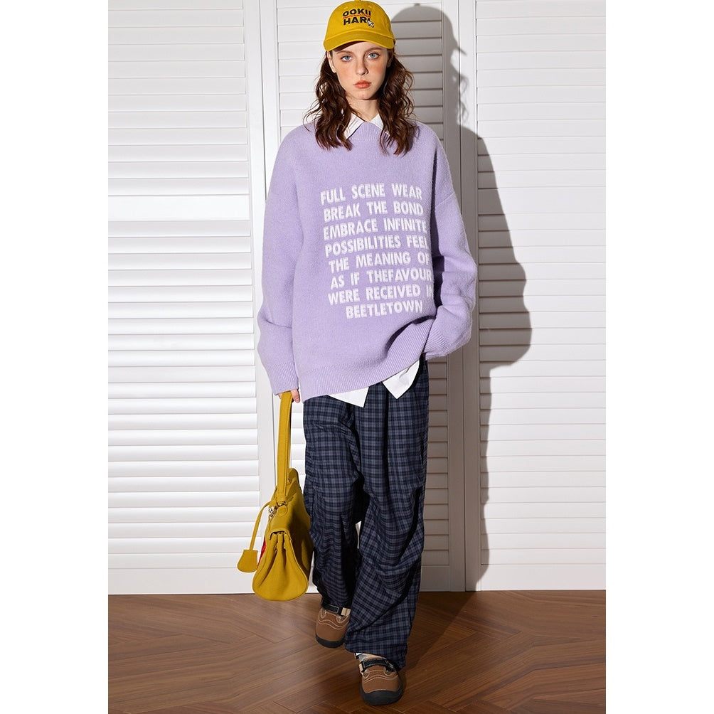 Gauss Fuzzy Letter Print Sweater MW9482