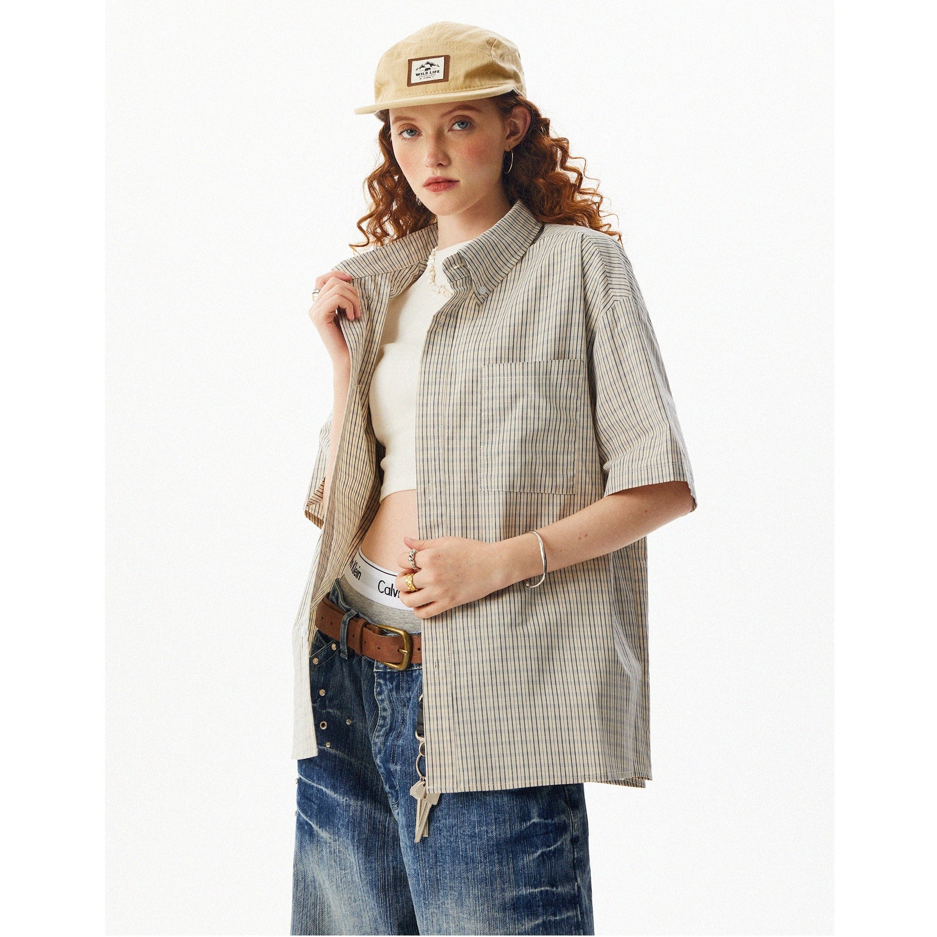 Casual Loose Check Short Sleeve Shirt MW10086