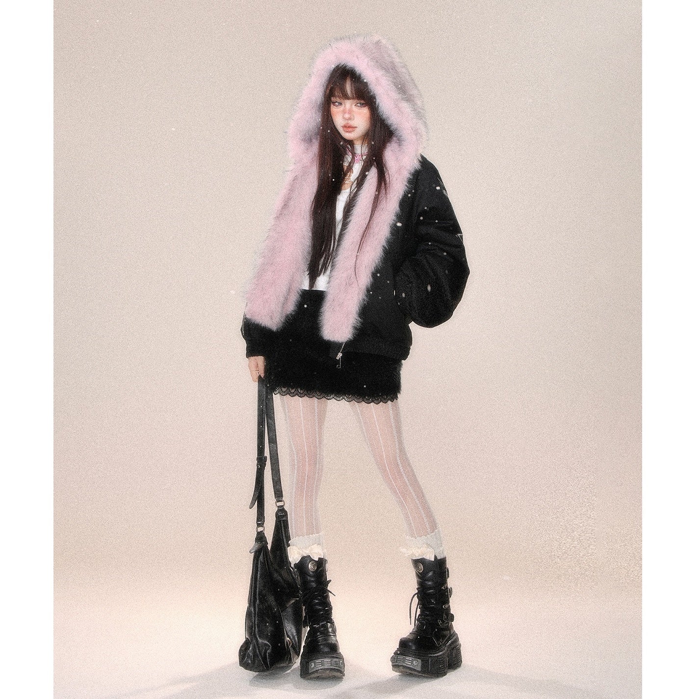 Reversible Hooded Fur Jacket KK2018