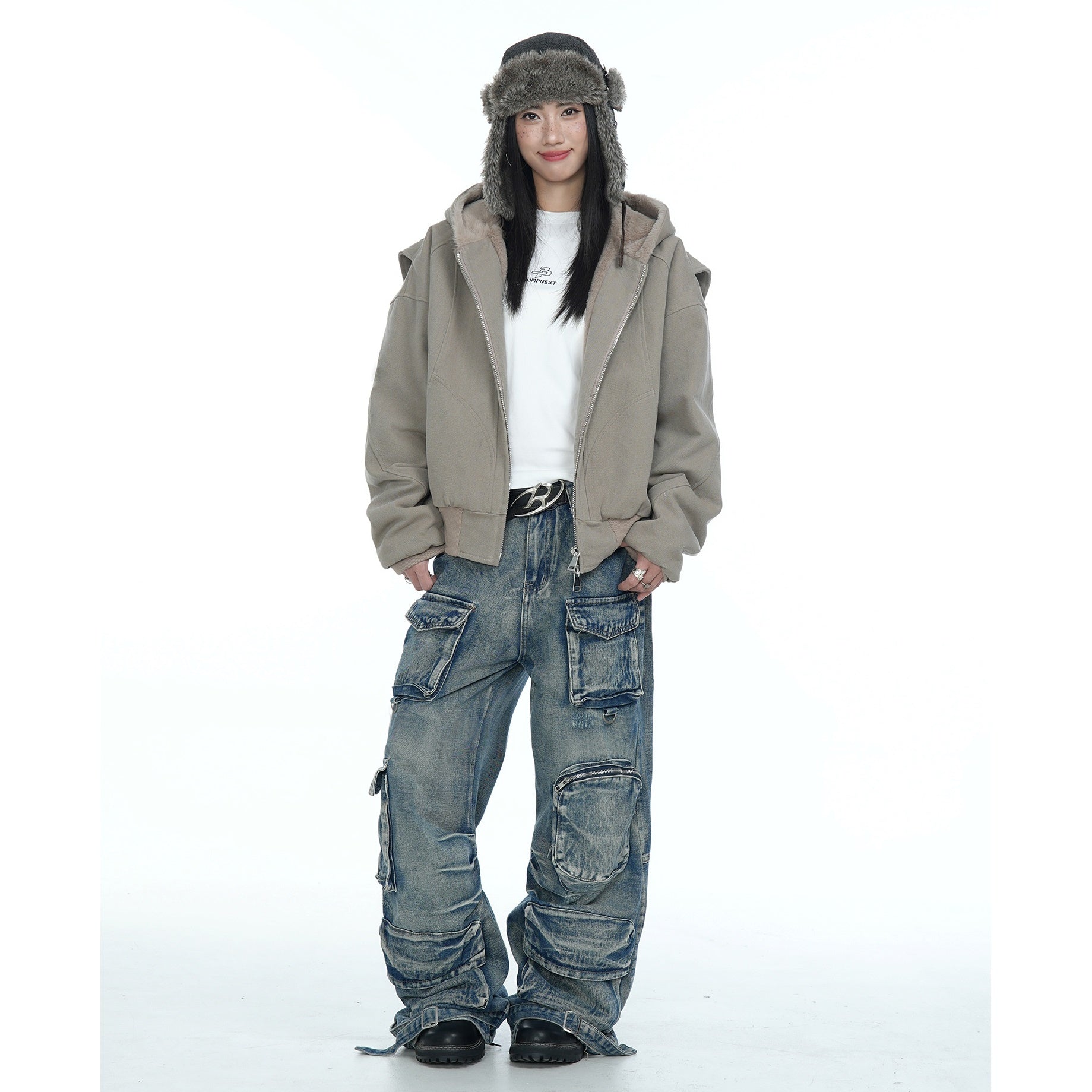 Flange Shoulder Plush Liner Hooded Parka MW9678