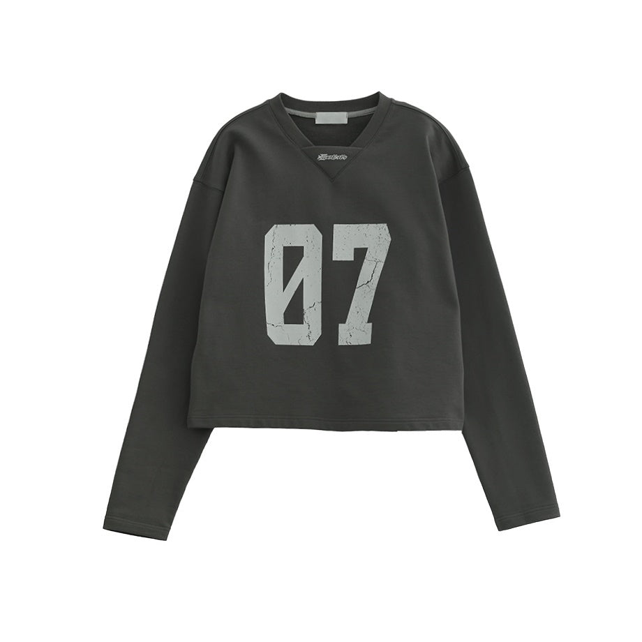 Alphabet Loose V-Neck Long Sleeve T-Shirt AC7082