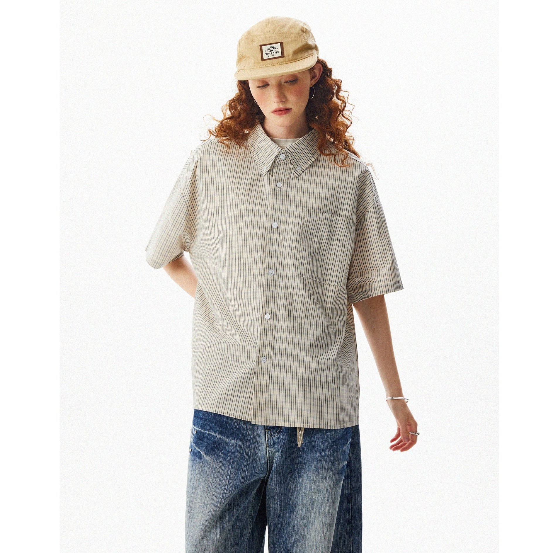 Casual Loose Check Short Sleeve Shirt MW10086