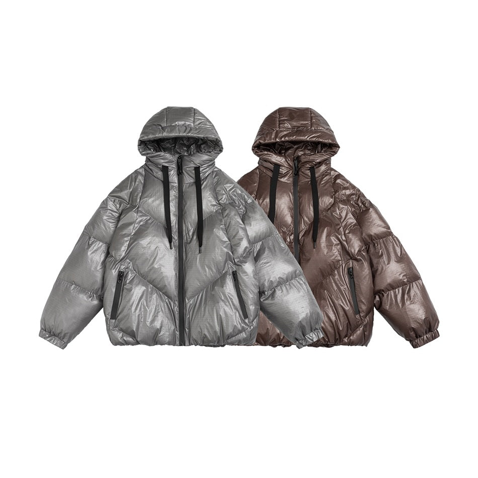 Loose Hooded Shiny Padded Jacket MW9657