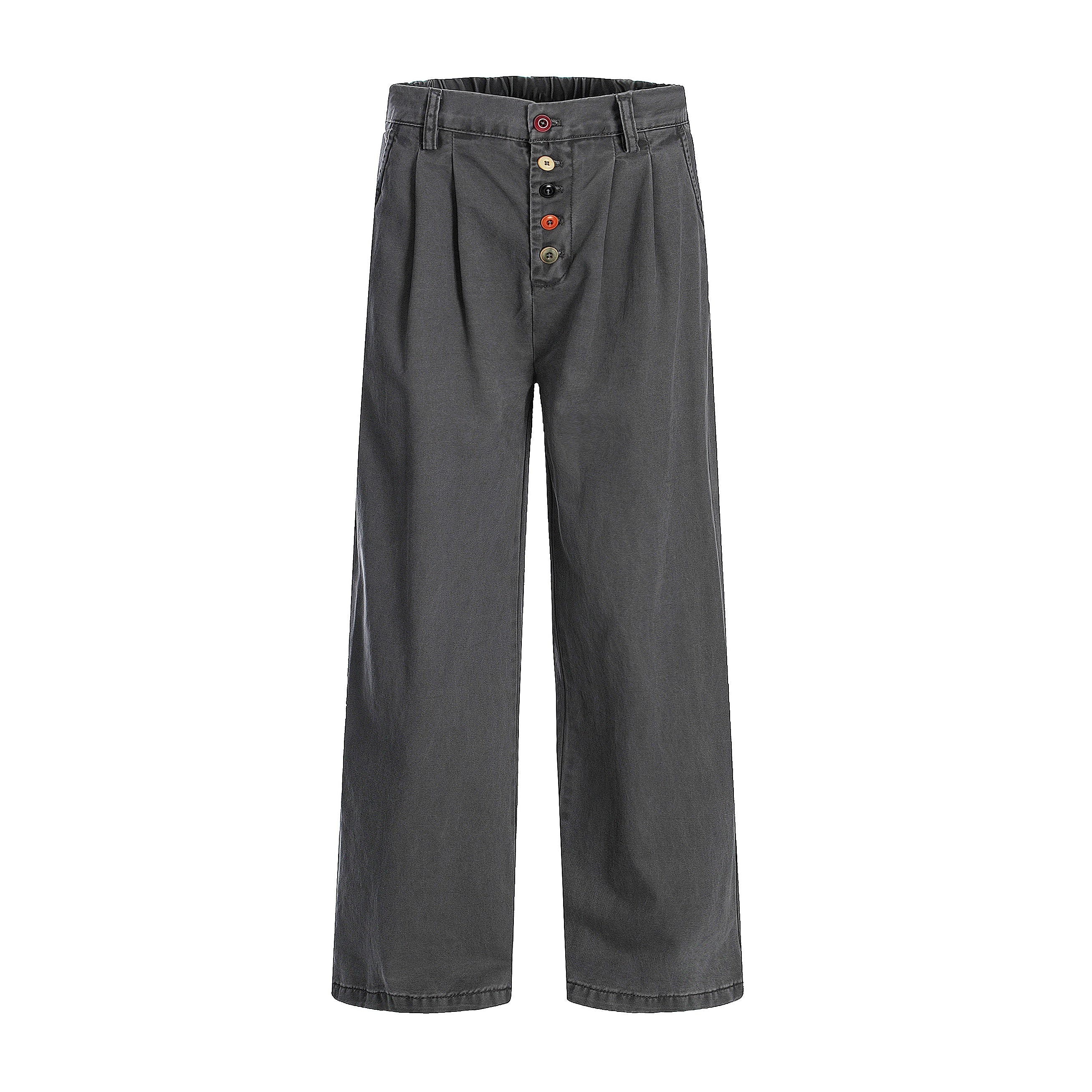 Color Button Wide Straight Pants MW10099