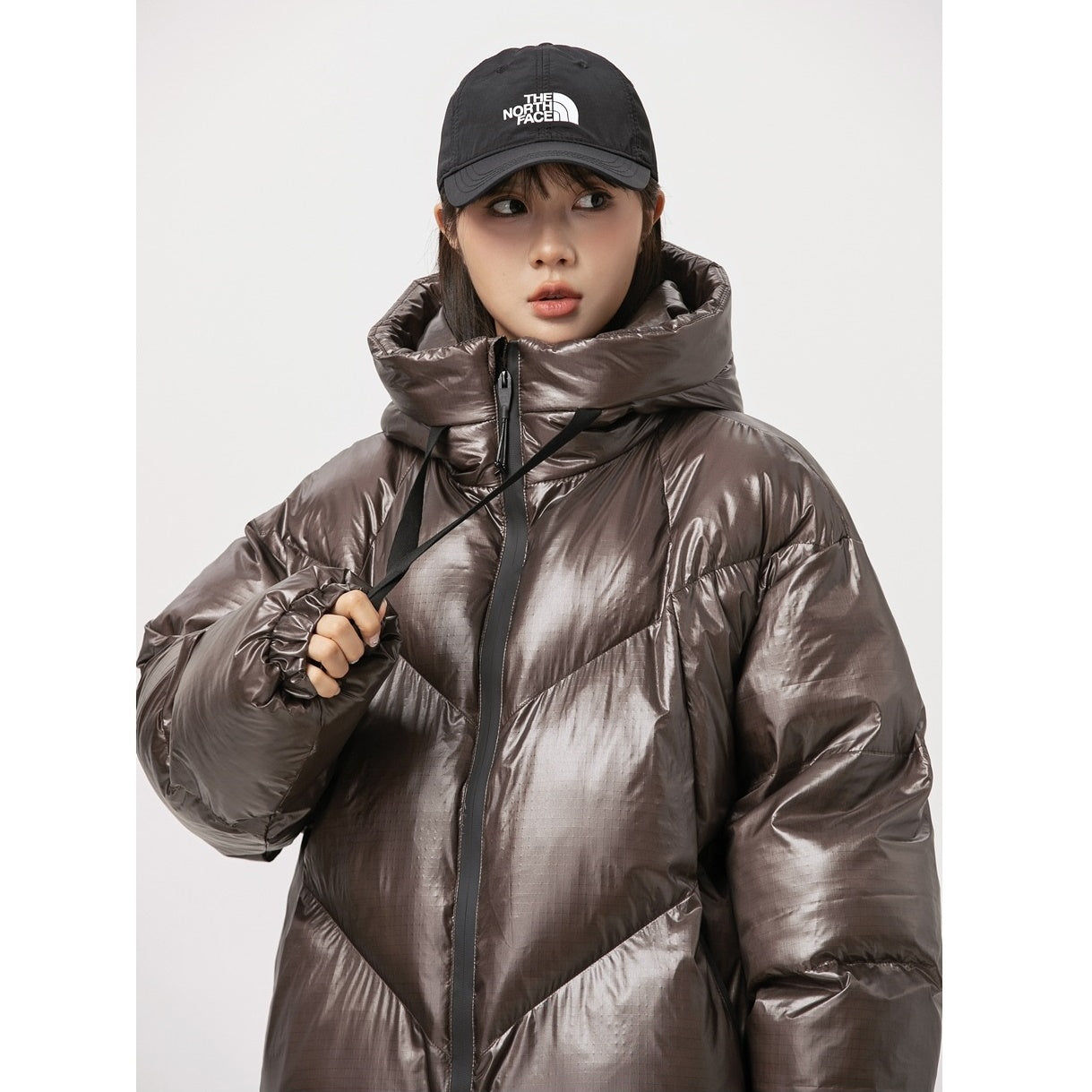 Loose Hooded Shiny Padded Jacket MW9657