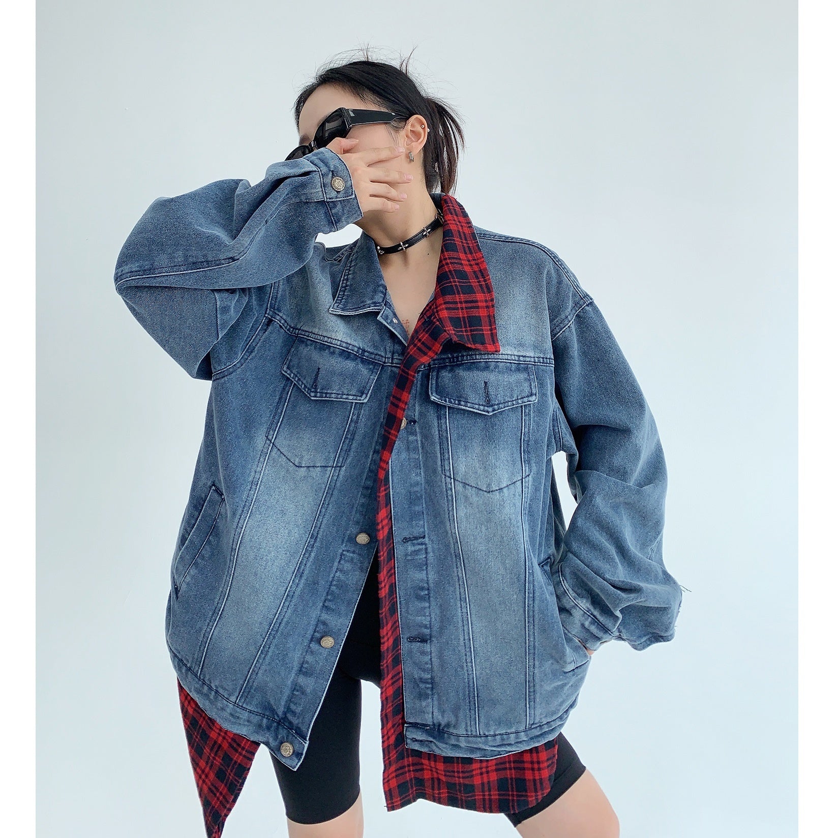 Fake Layered OverSize Denim Jacket MW9448