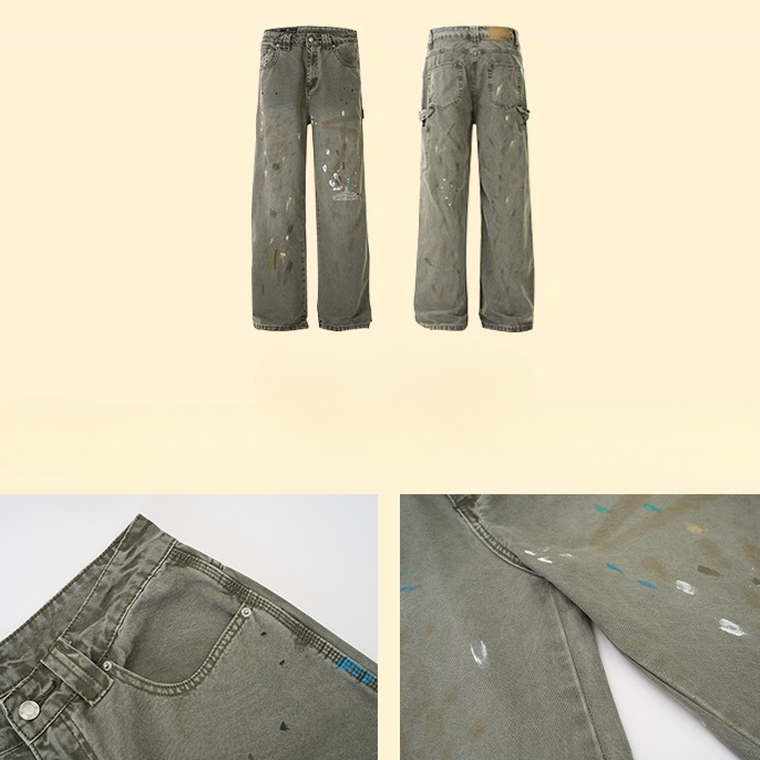 Ink Splash Design Distressed Cargo Jeans HG7175