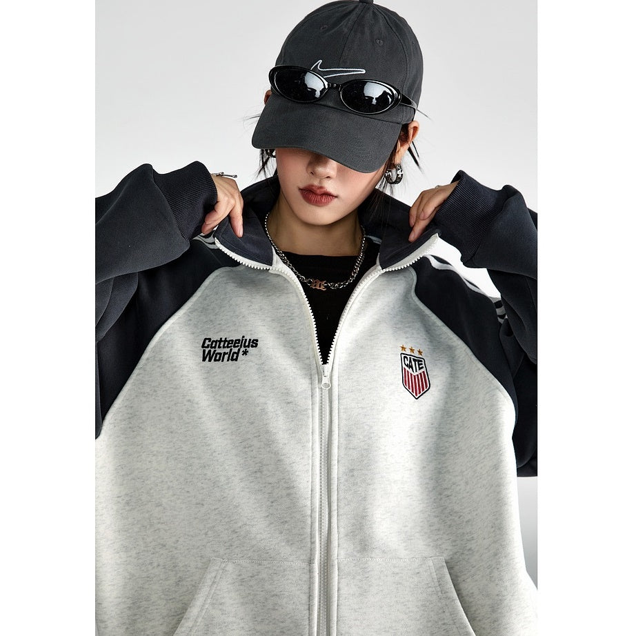 Line Sleeve High-Neck Zip Sweat Jacket MW9316