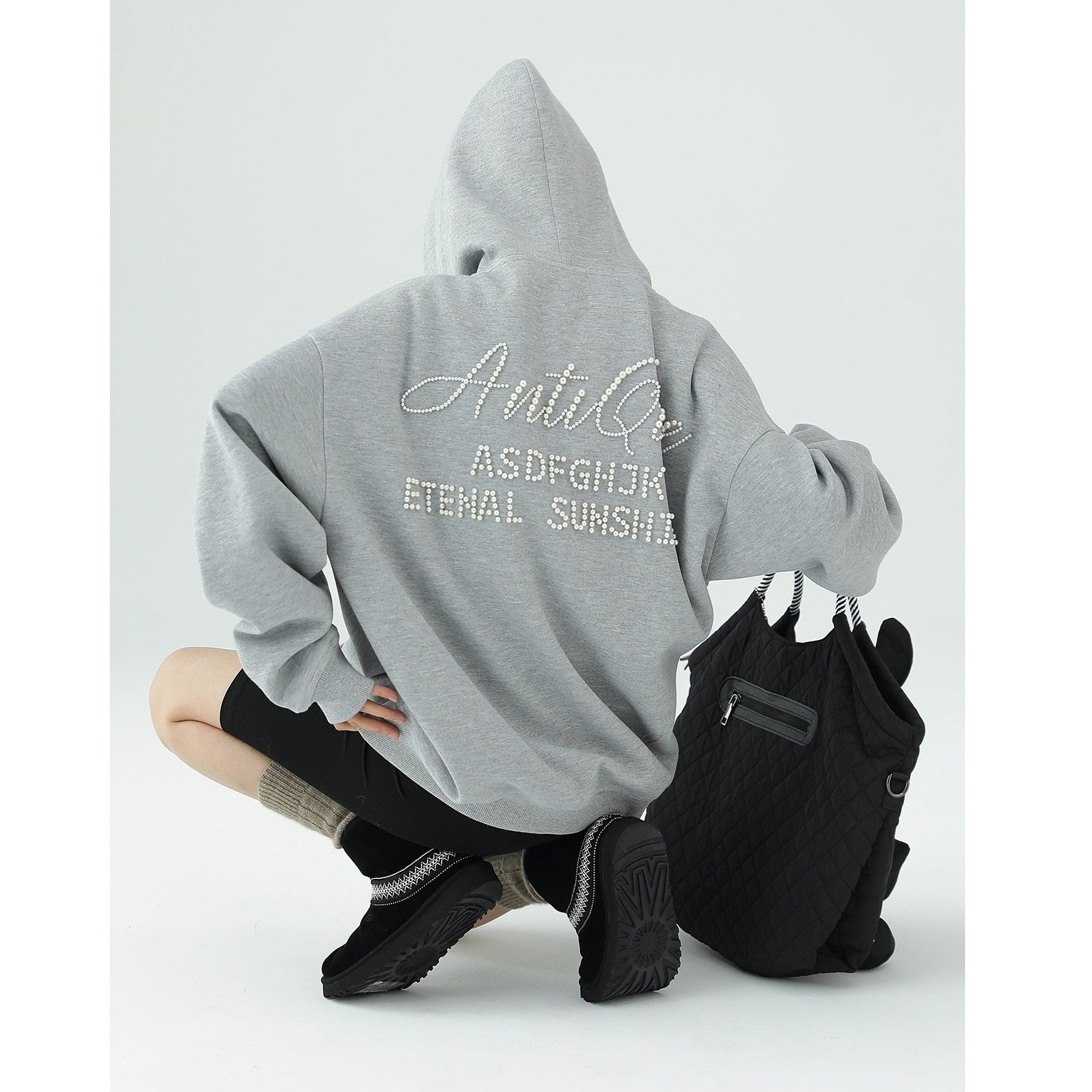 Three-dimensional Pearl Letter Hoodie AC7086