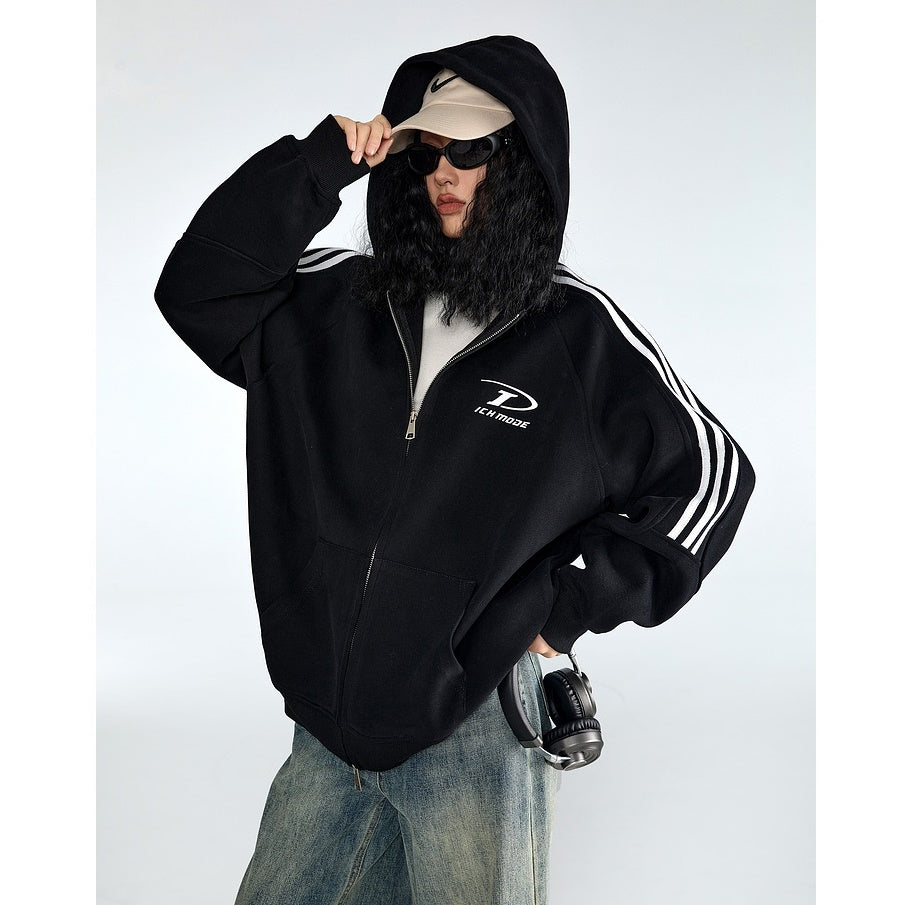 Three-Line ZIP-Up Sporty Hooded Parka MW9319