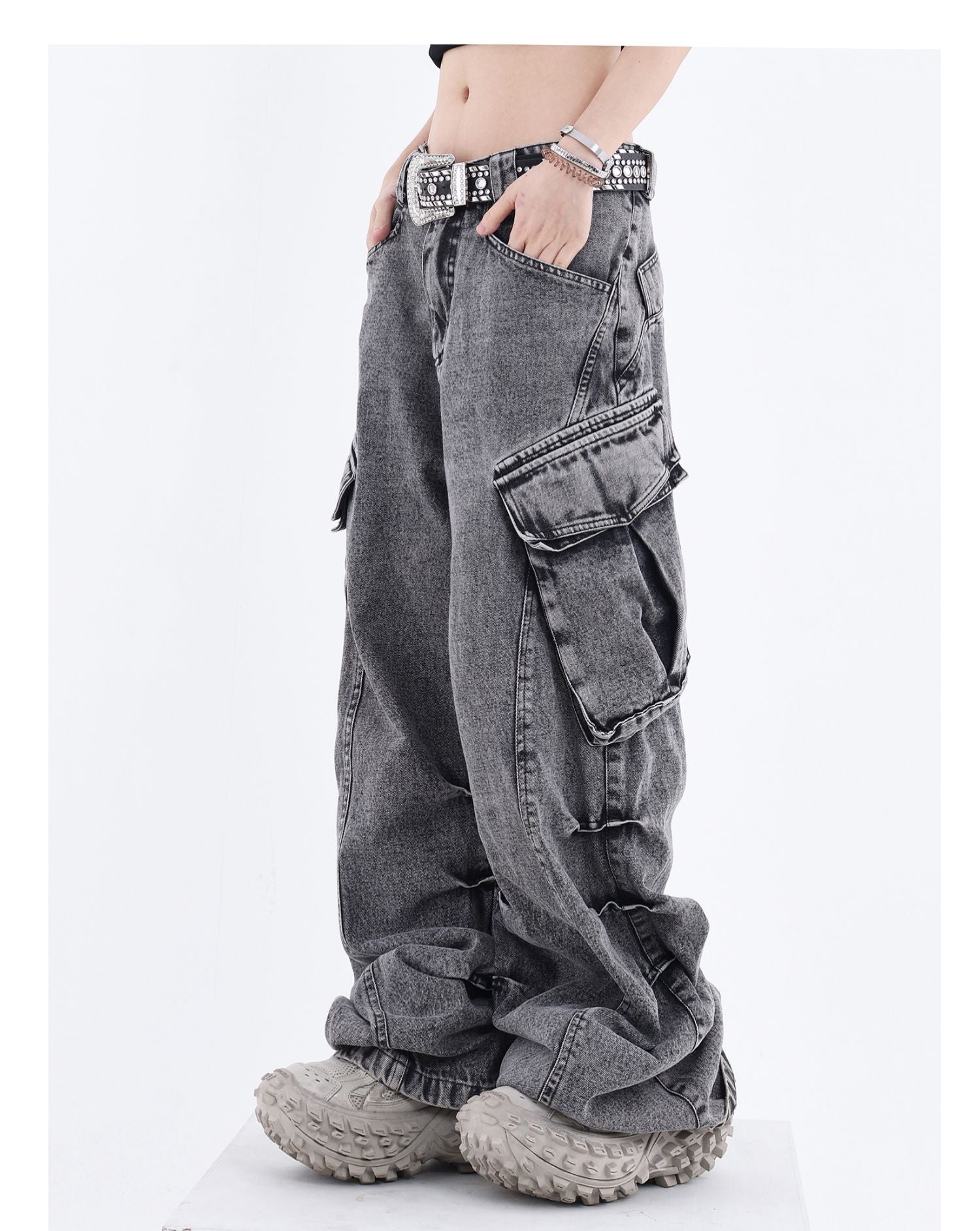 pocket cargo wide leg jeans JN7001