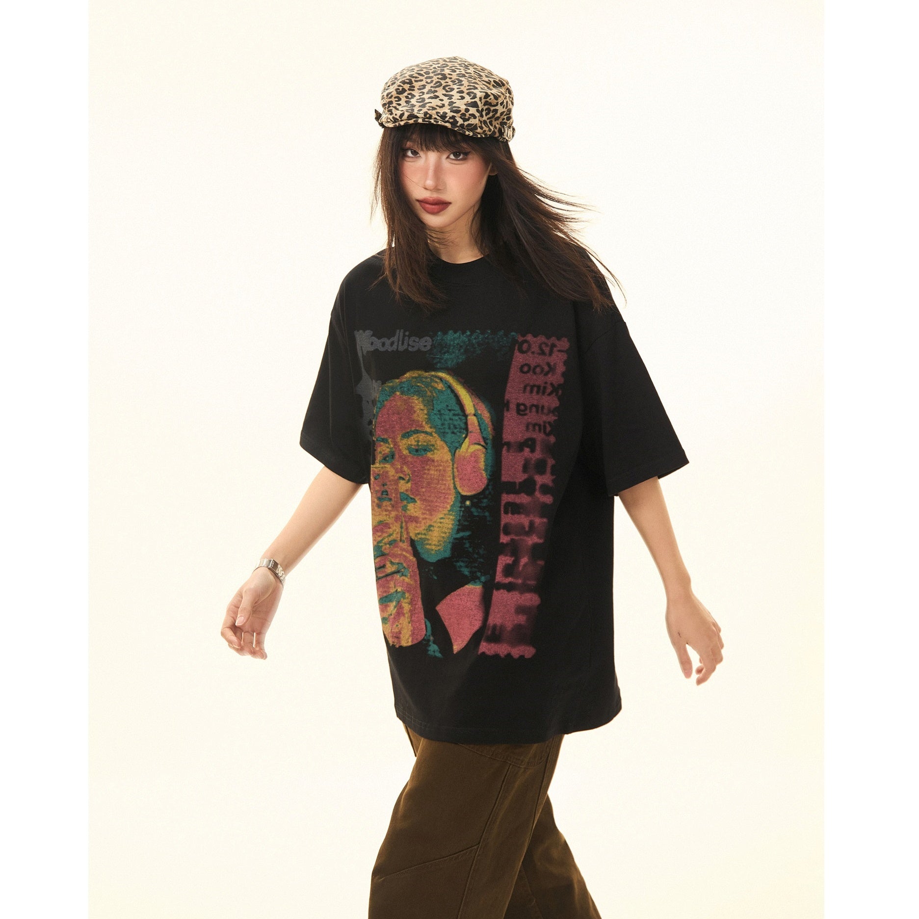 Vintage Character Print Loose T-Shirt MW9284