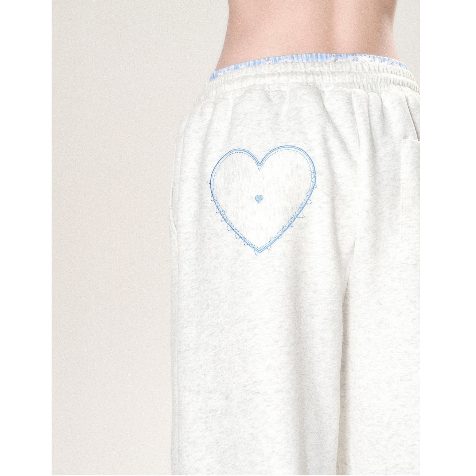 Heart Embroidery Casual Sweat Pants KK2041