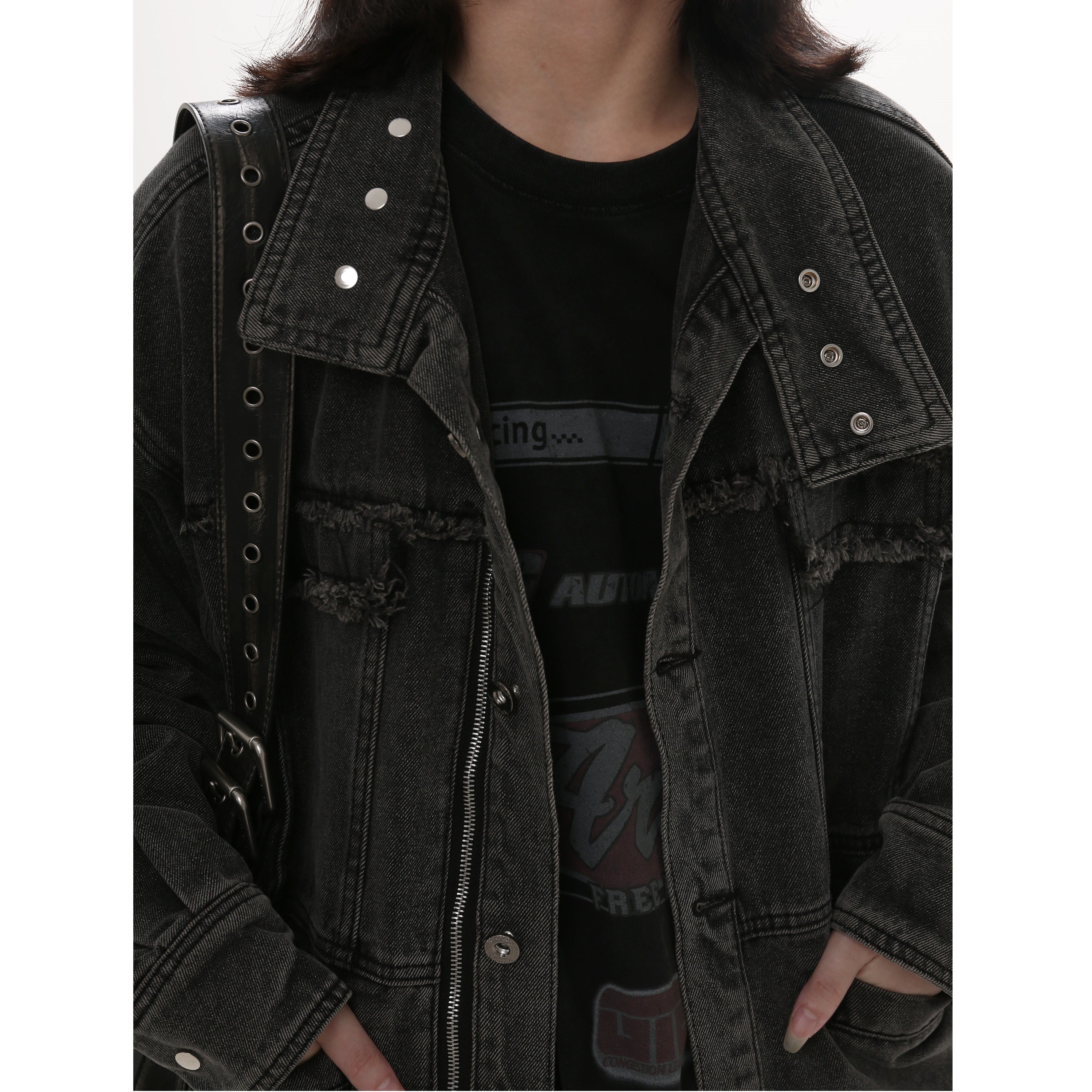 Loose Damage Denim Work Jacket GB7008