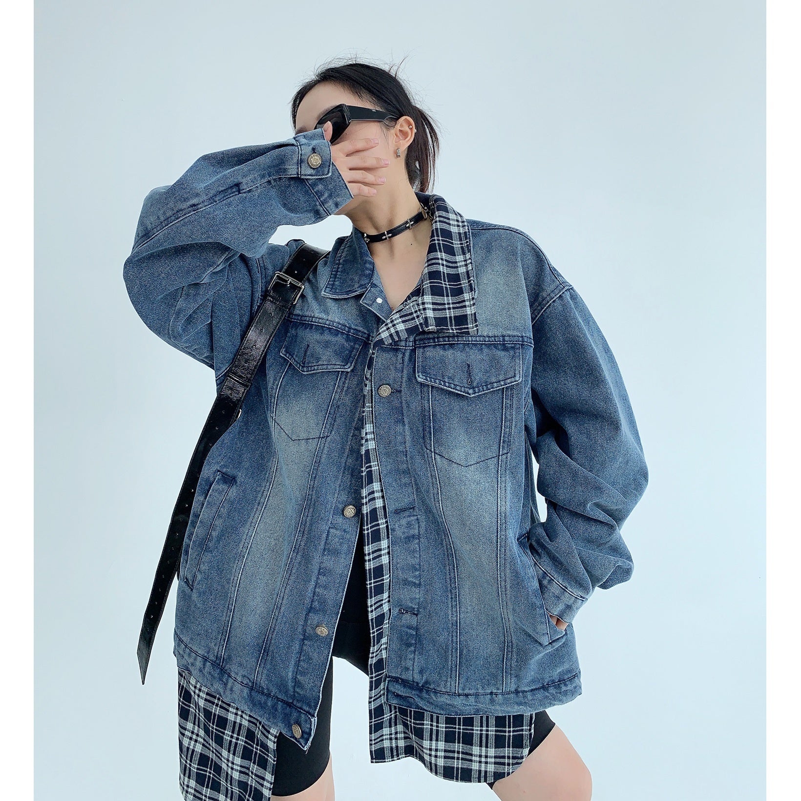 Fake Layered OverSize Denim Jacket MW9448