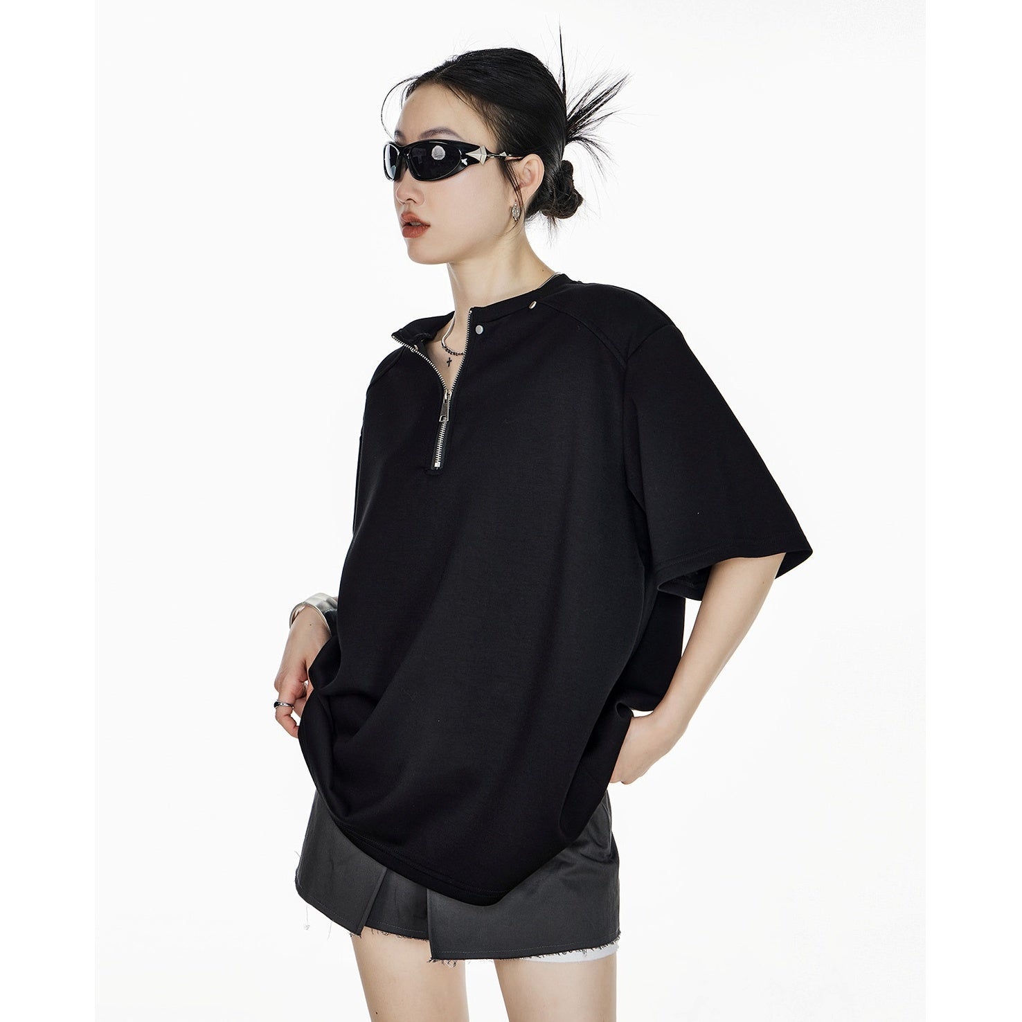 Half Zip Short Sleeve T-Shirt IC9023