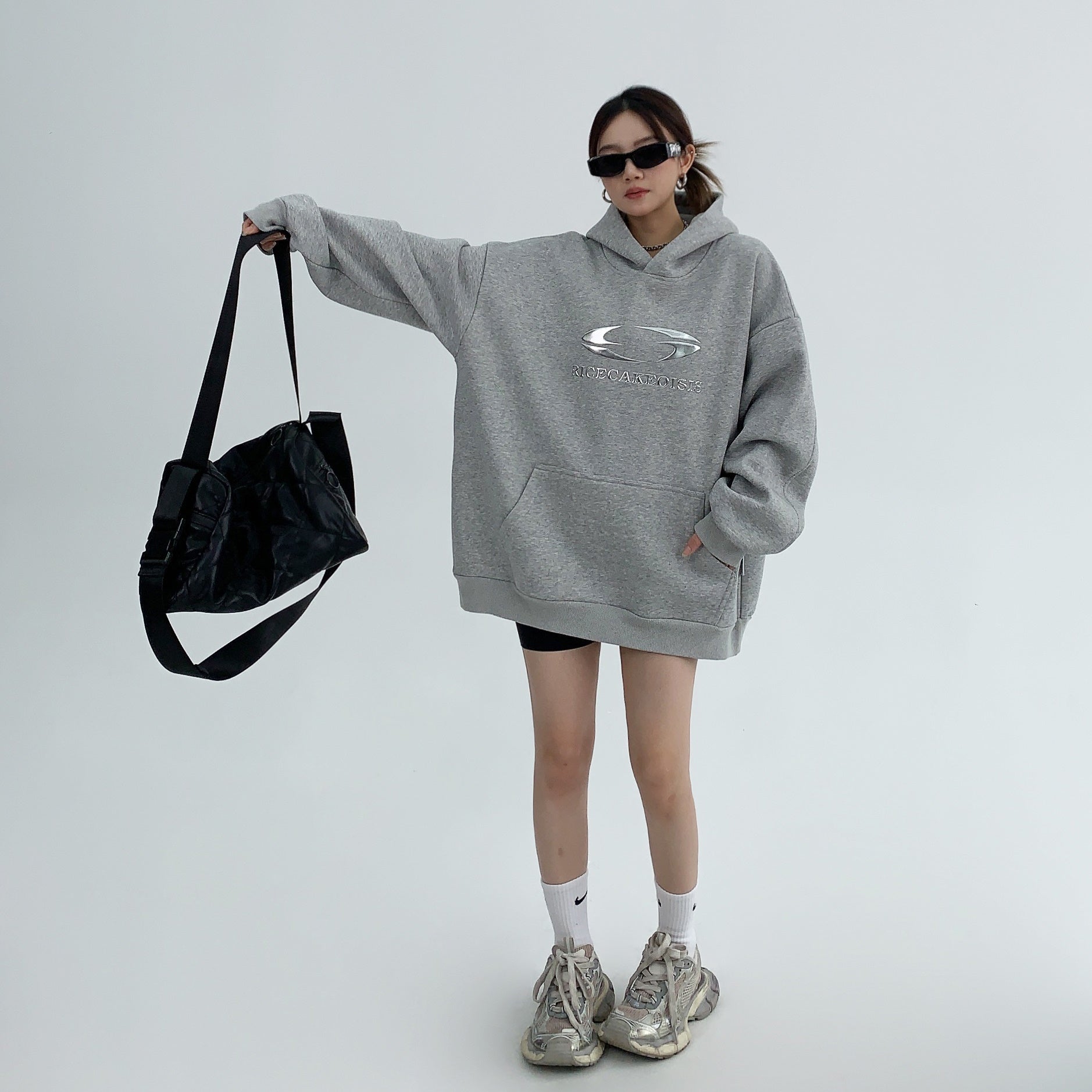 Oversize Metallic Logo Hoodie MW9516