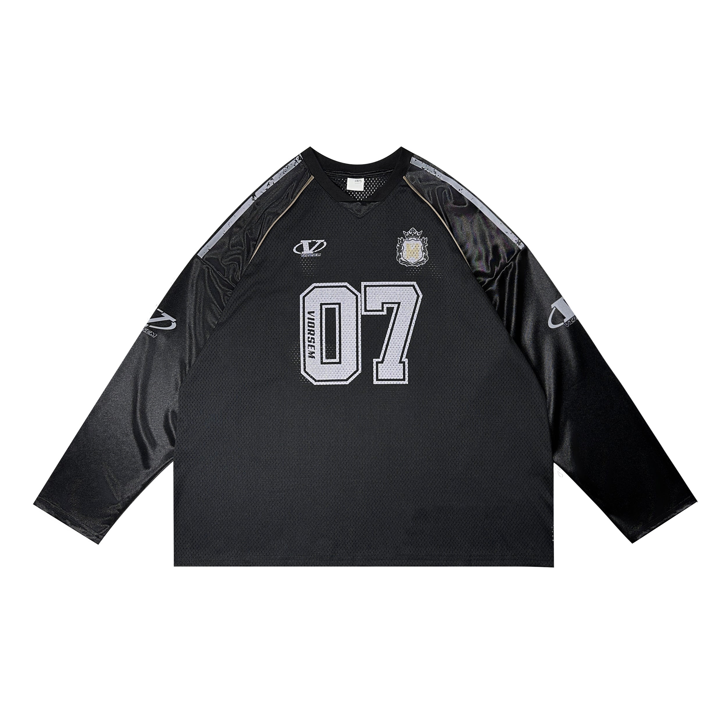 Letter Print Mesh Switching Long Sleeve T-shirt MW9345