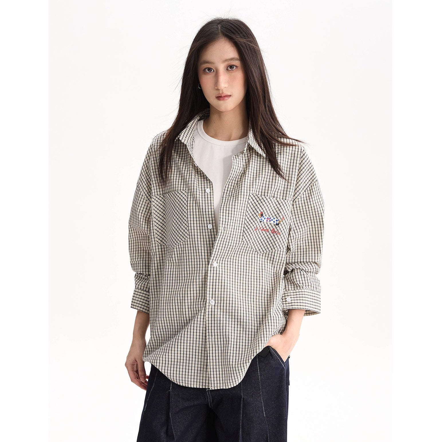 Dog Print Checked Shirt AP7011