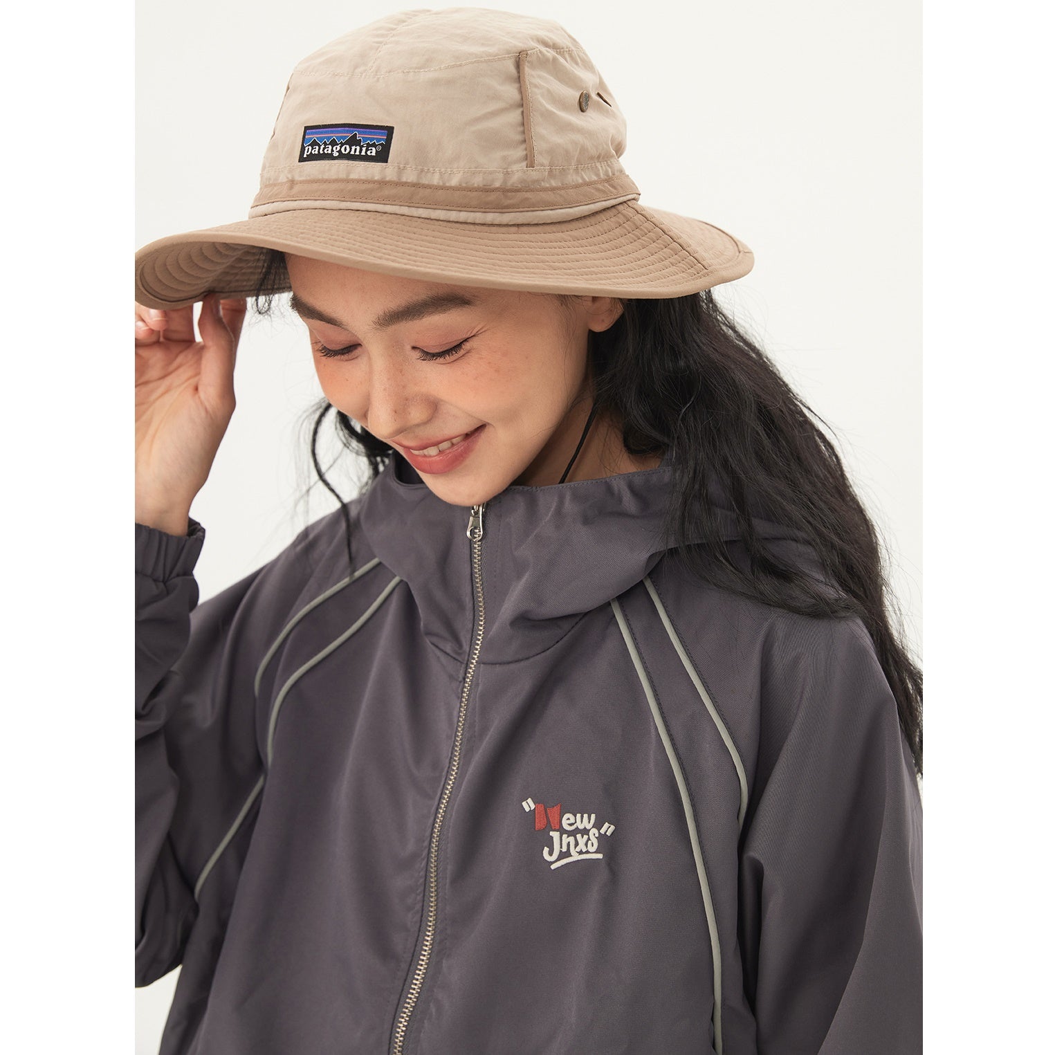 patchwork hooded short jacket NJ7004