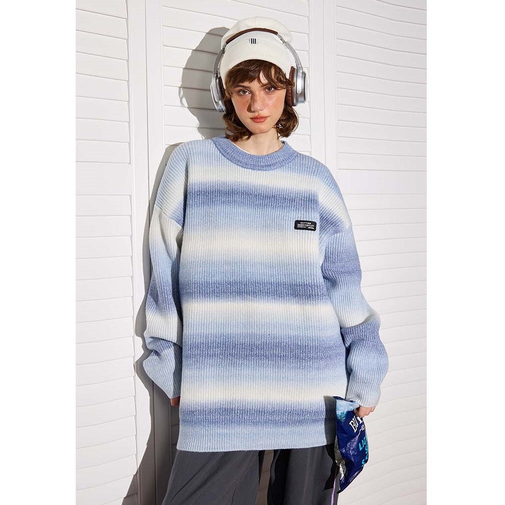 Gradient Border Loose Sweater BT7042