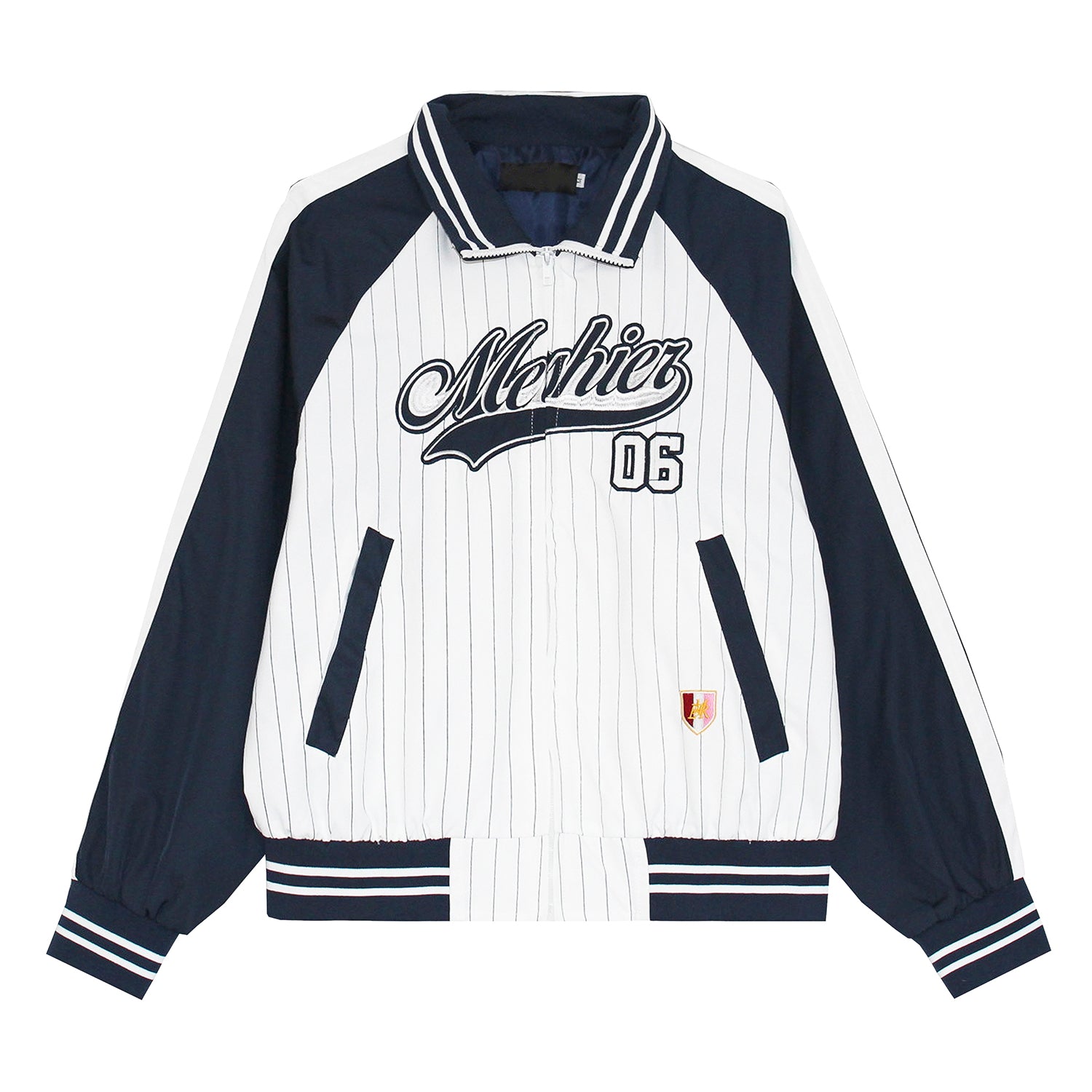 Baseball Style Color-block Stand Collar Jacket MW9799