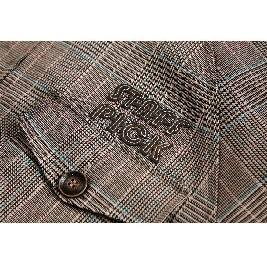 Glen Check Retro Stand Collar Cargo Jacket SP7007