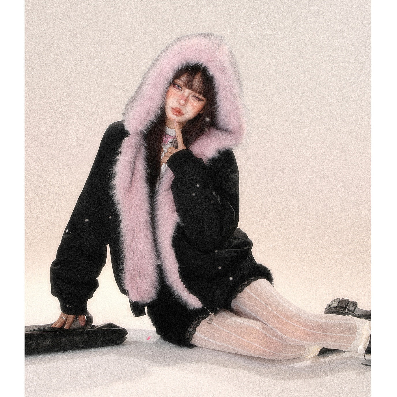 Reversible Hooded Fur Jacket KK2018