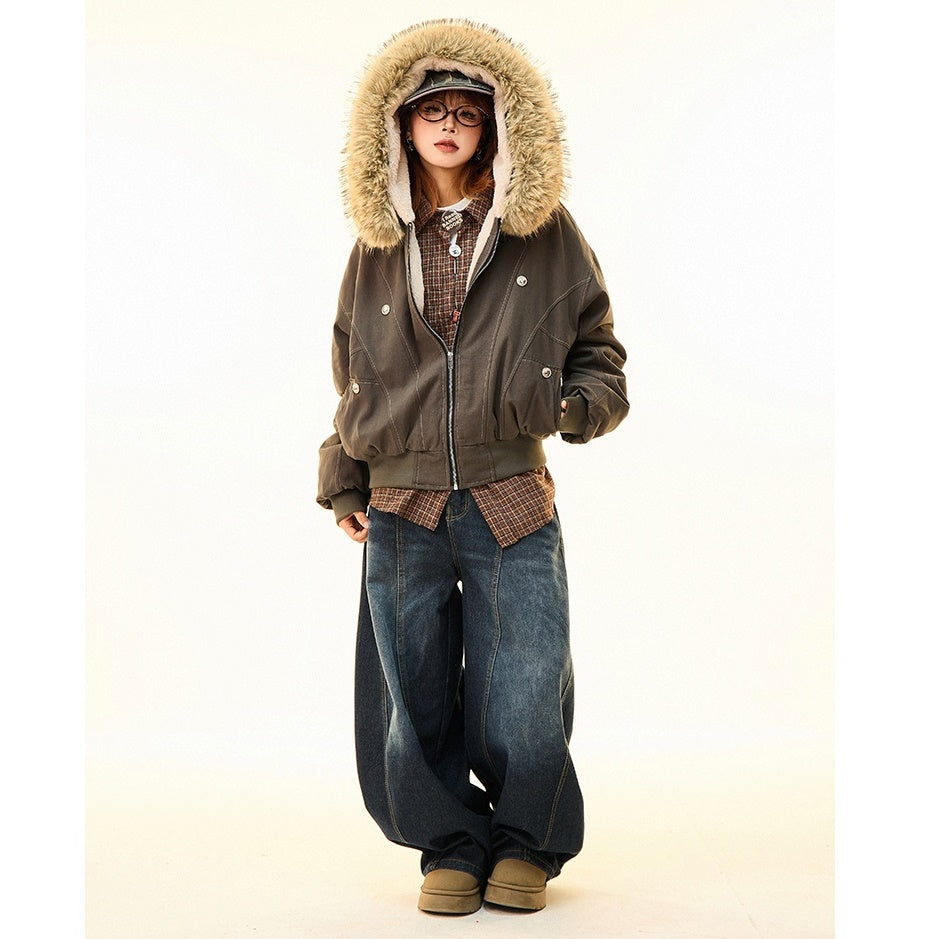 Fur Collar Work Style Hooded Blouson MW9807