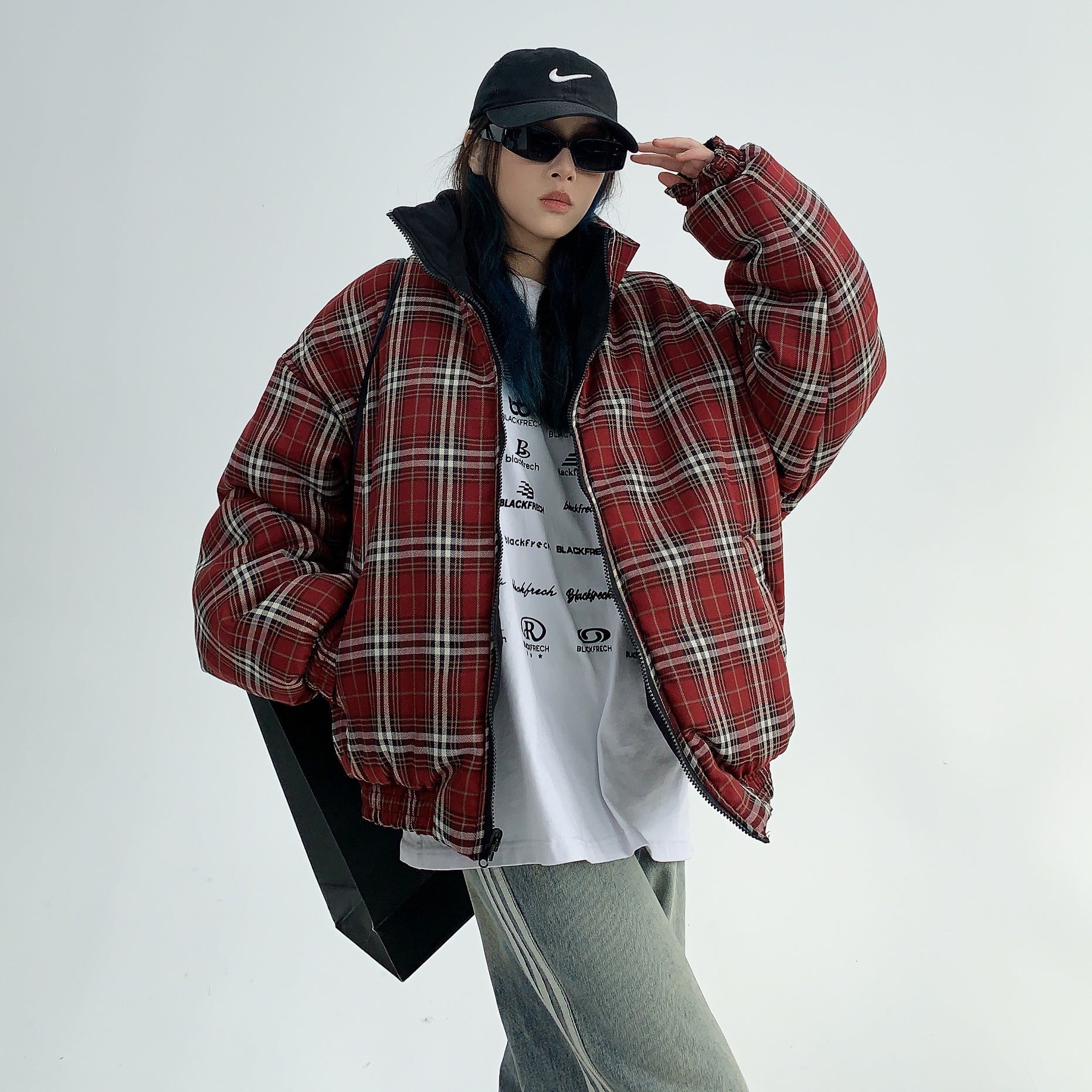 Reversible Plaid Padded Jacket MW9391