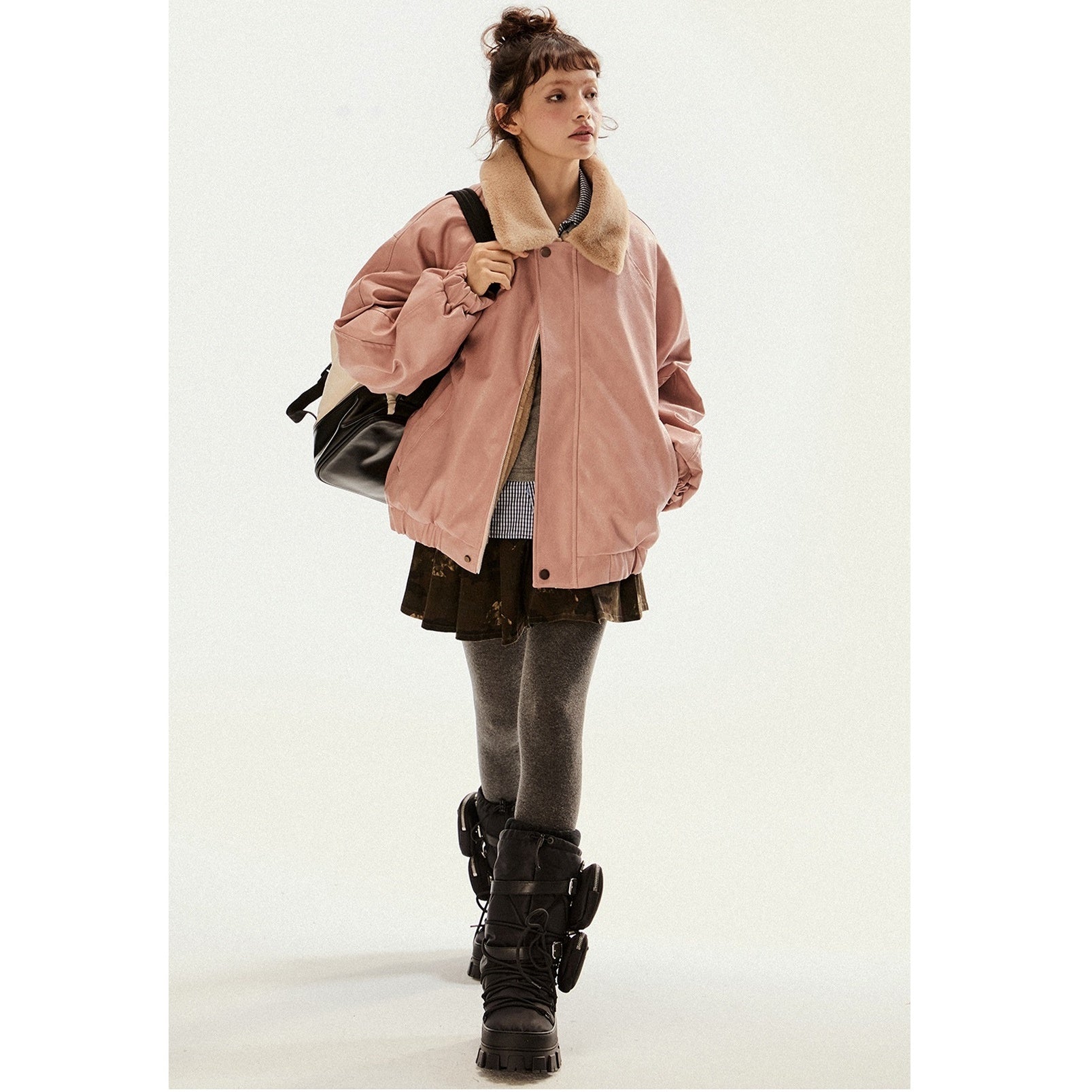 Fur Collar PU Leather Retro Jacket EZ200