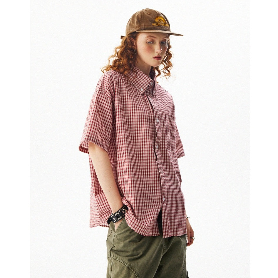 Unisex Check Short-sleeved Shirt MW10090
