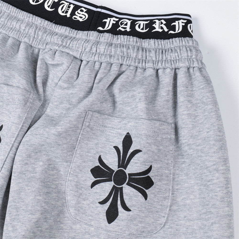 Cross Print Double-Waist Band Sweat Pants MW10389