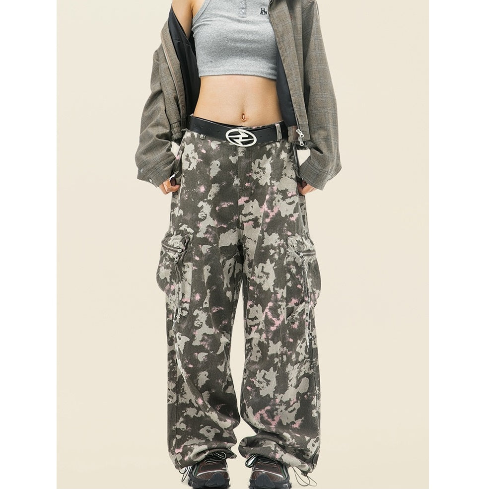 Camouflage Straight Loose Cargo Pants BT7037