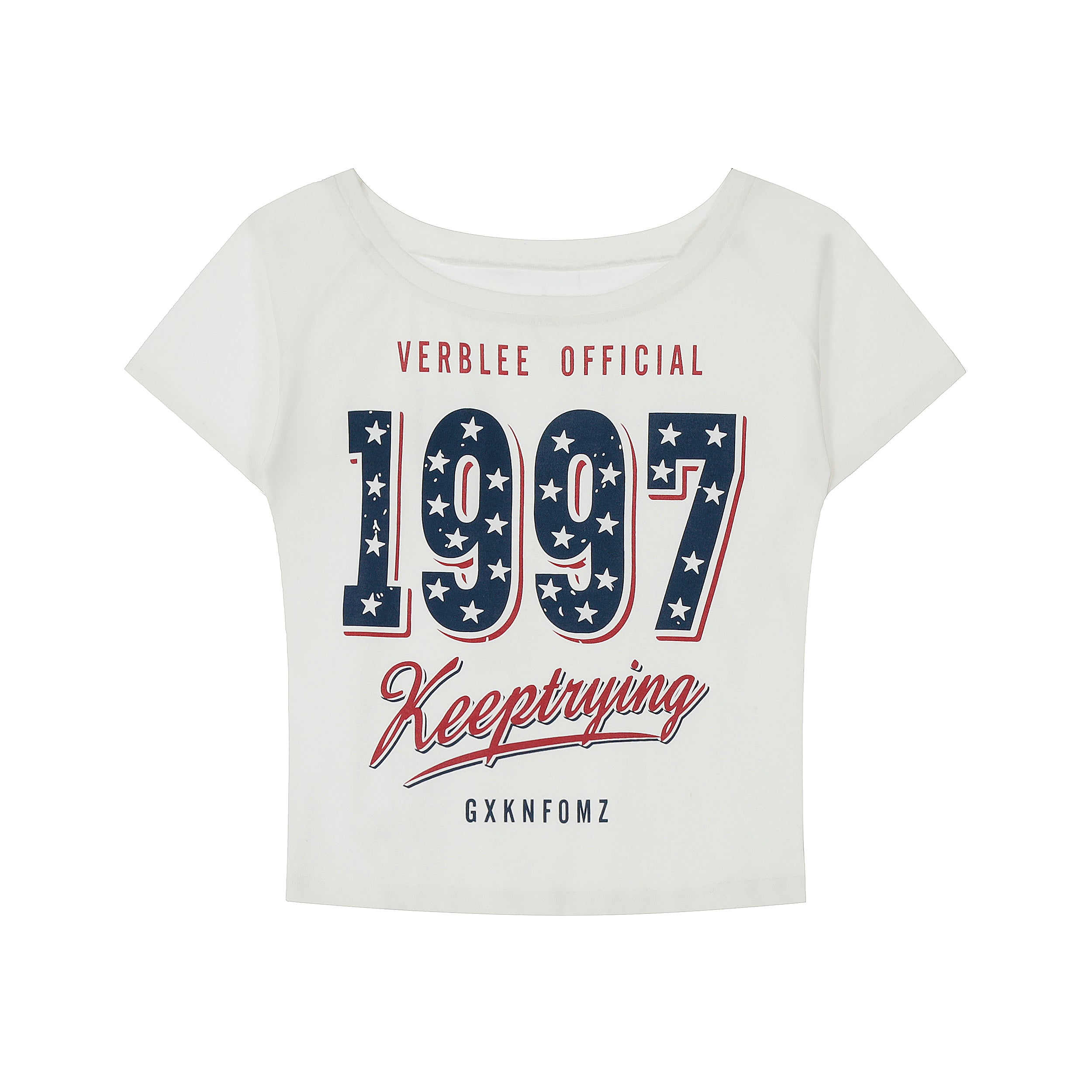 American Star Print Slanted Shoulder T-shirt MW10096