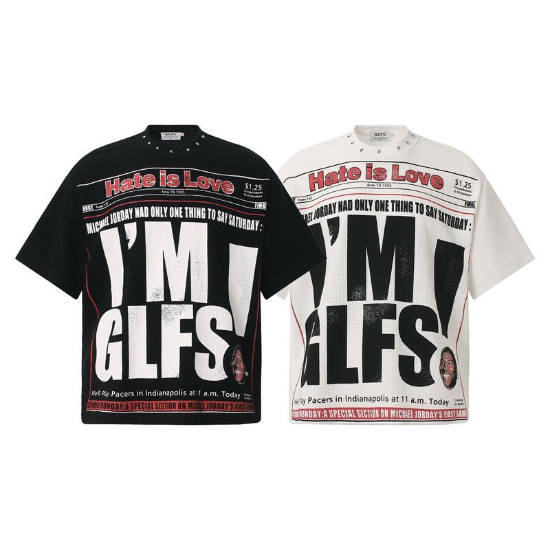 スタッズネックワッフルTシャツ MW10398