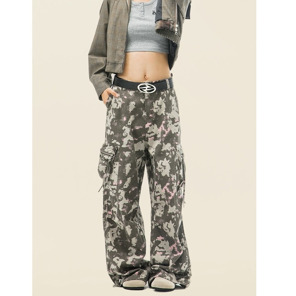 Camouflage Straight Loose Cargo Pants BT7037