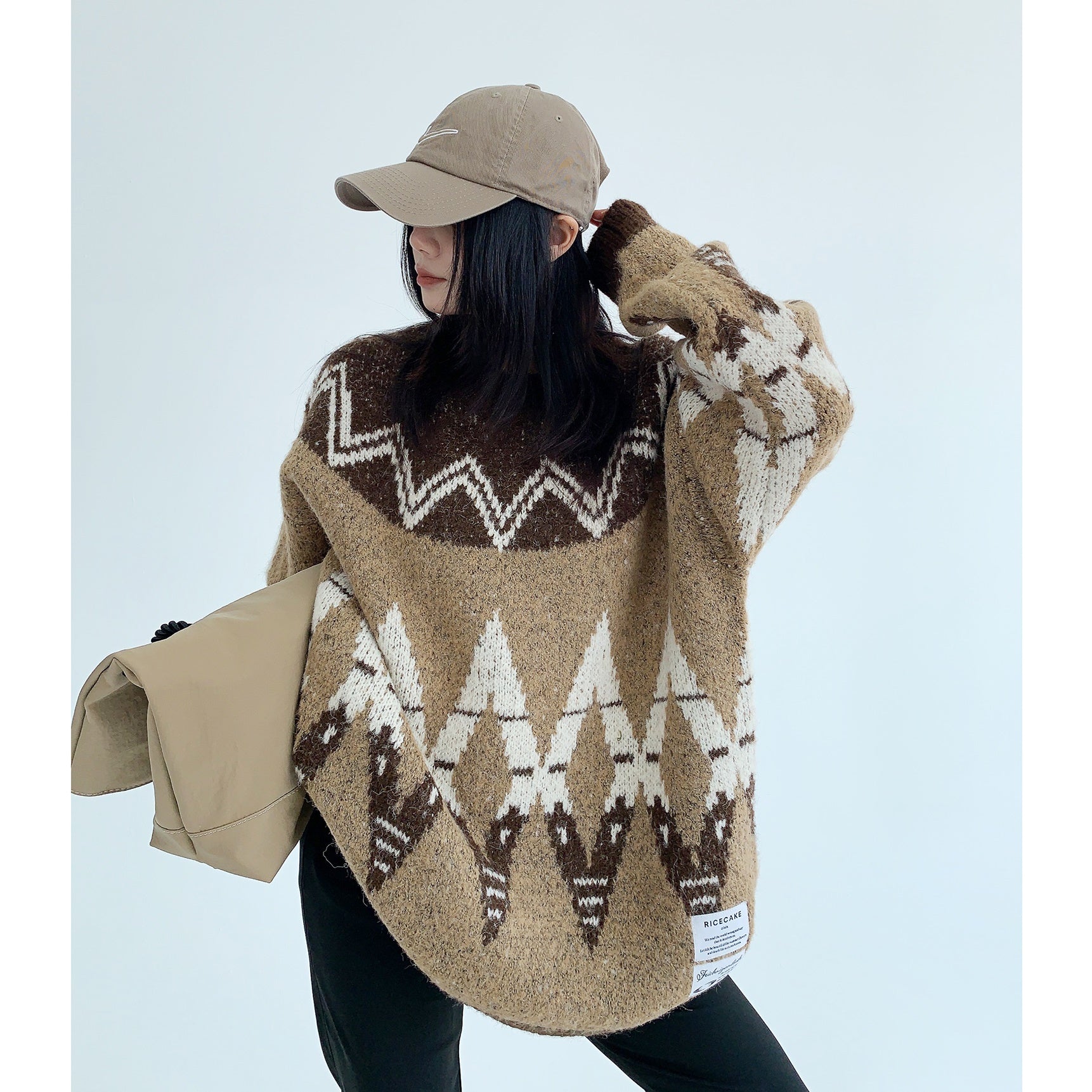 Retro Nordic Style Loose Crewneck Sweater MW9543