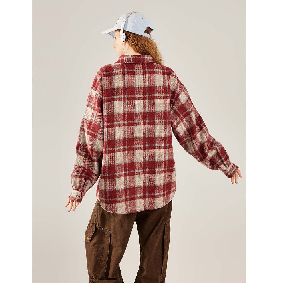 Vintage Brushed Plaid Long Sleeve Shirt BT7034