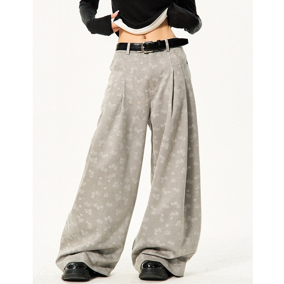 Jacquard Casual Tuck Buggy Pants MW9433