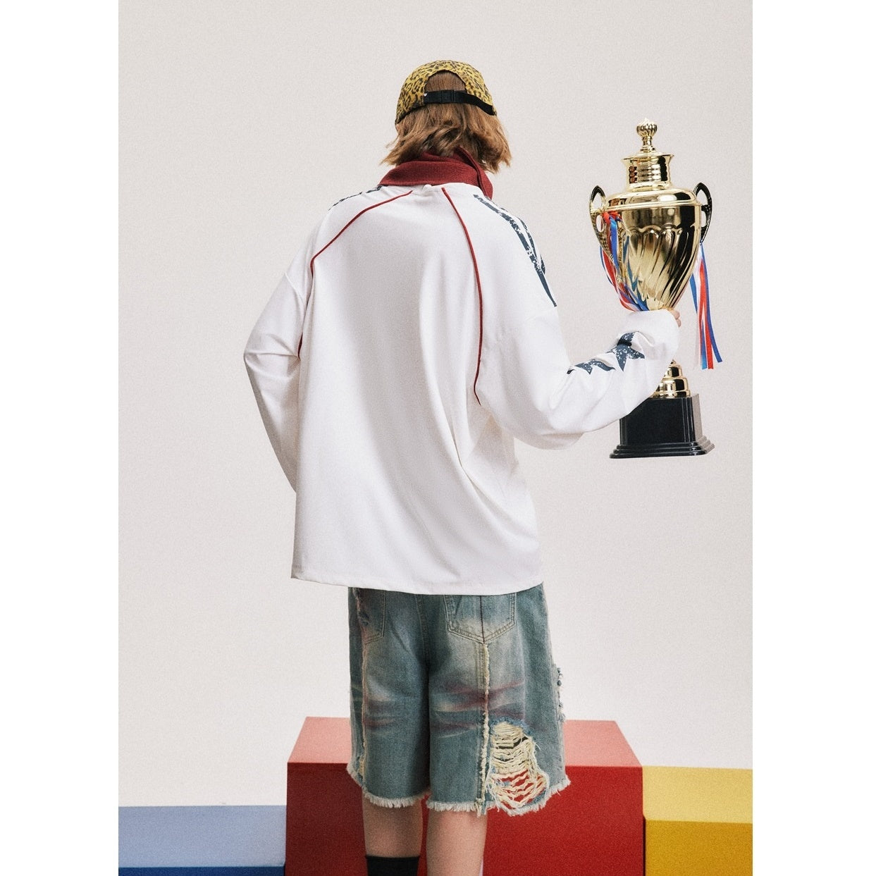 Campus Style Baseball Style V-neck Pullover BX002