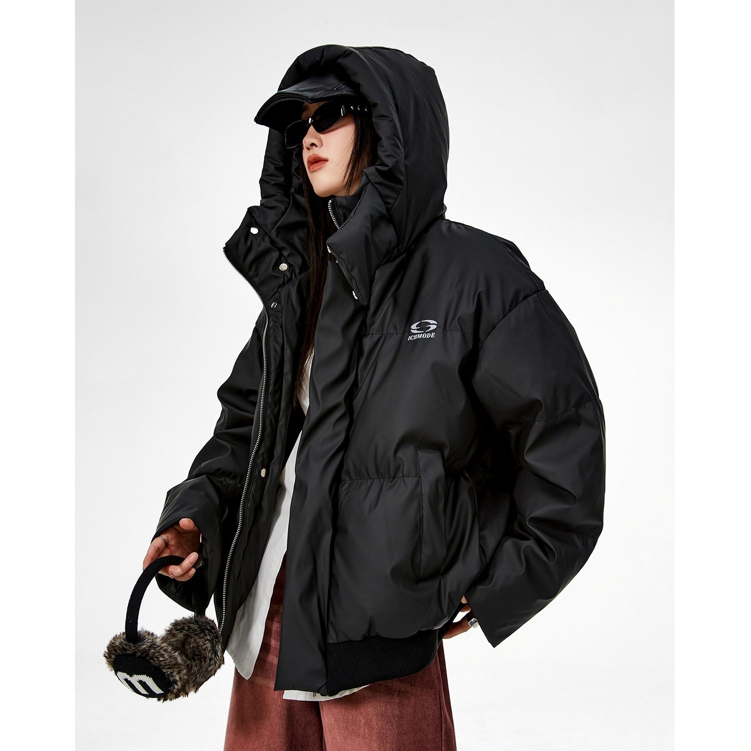 High Neck Hooded Down Jacket MW9666