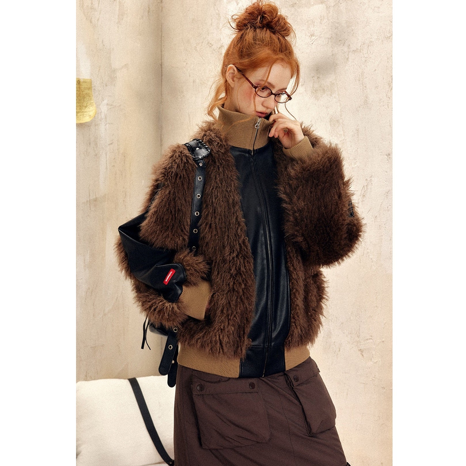 Zip-Up Long Plush Fur Jacket EZ210