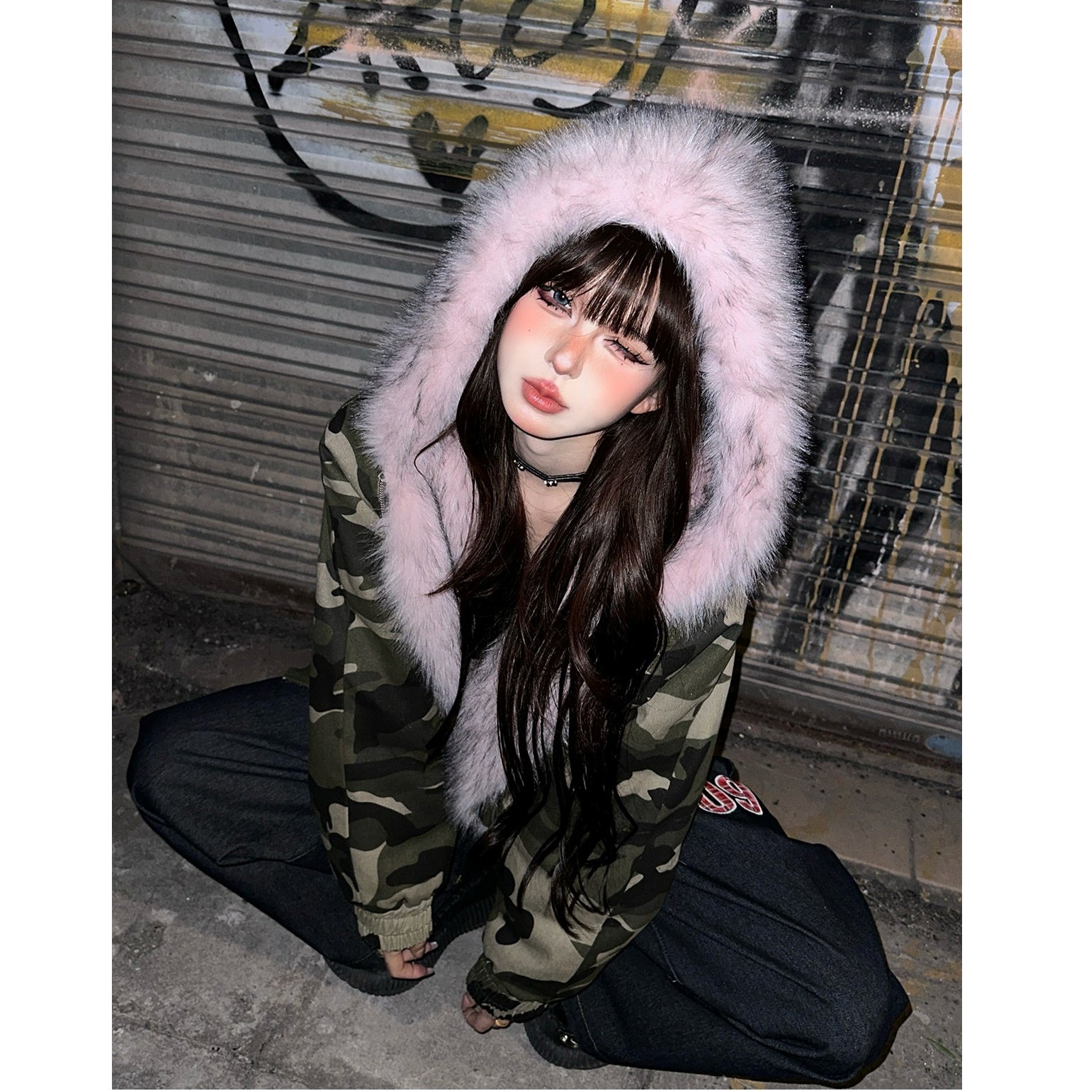 Reversible Hooded Fur Jacket KK2018