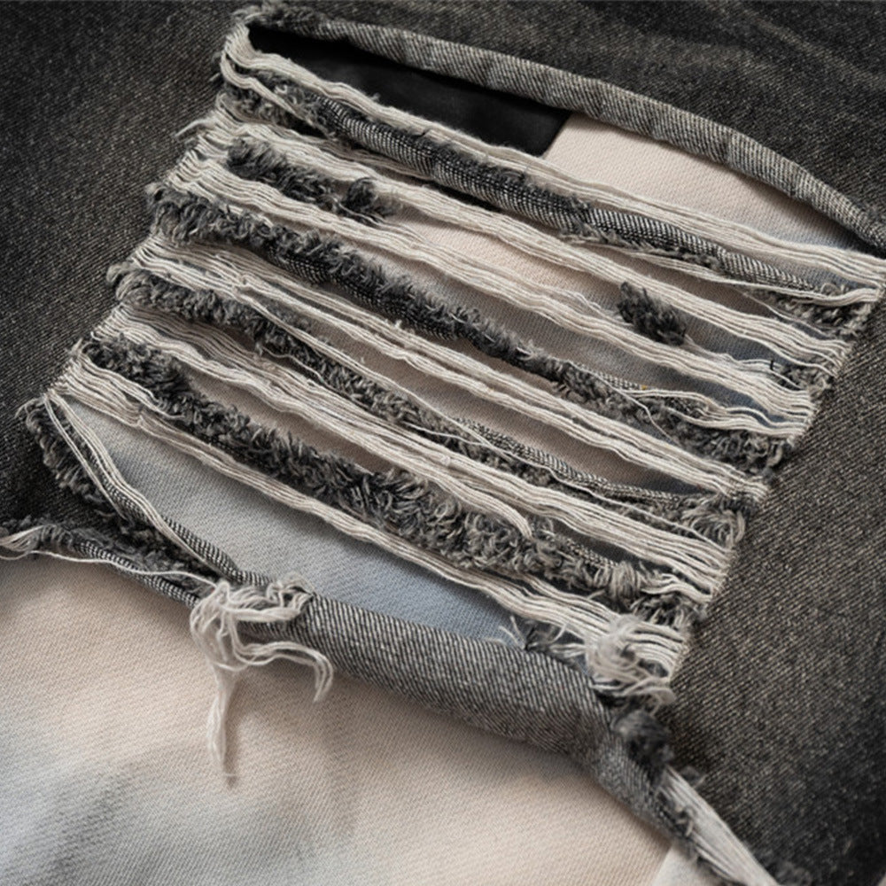 Fake Two Pieces Punk Denim Patchwork Flare Pants MW10338