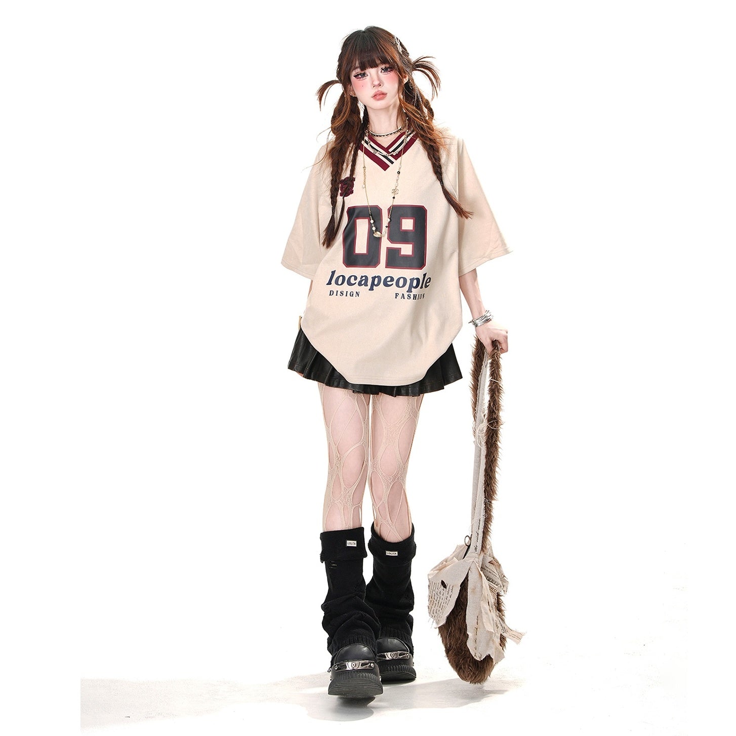 Sports Style V-Neck Number T-Shirt KK2054