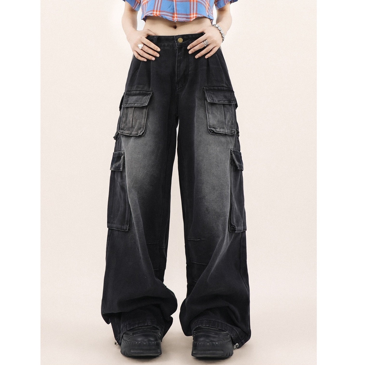 Waist Tuck Wide Leg Cargo Pants MR8023