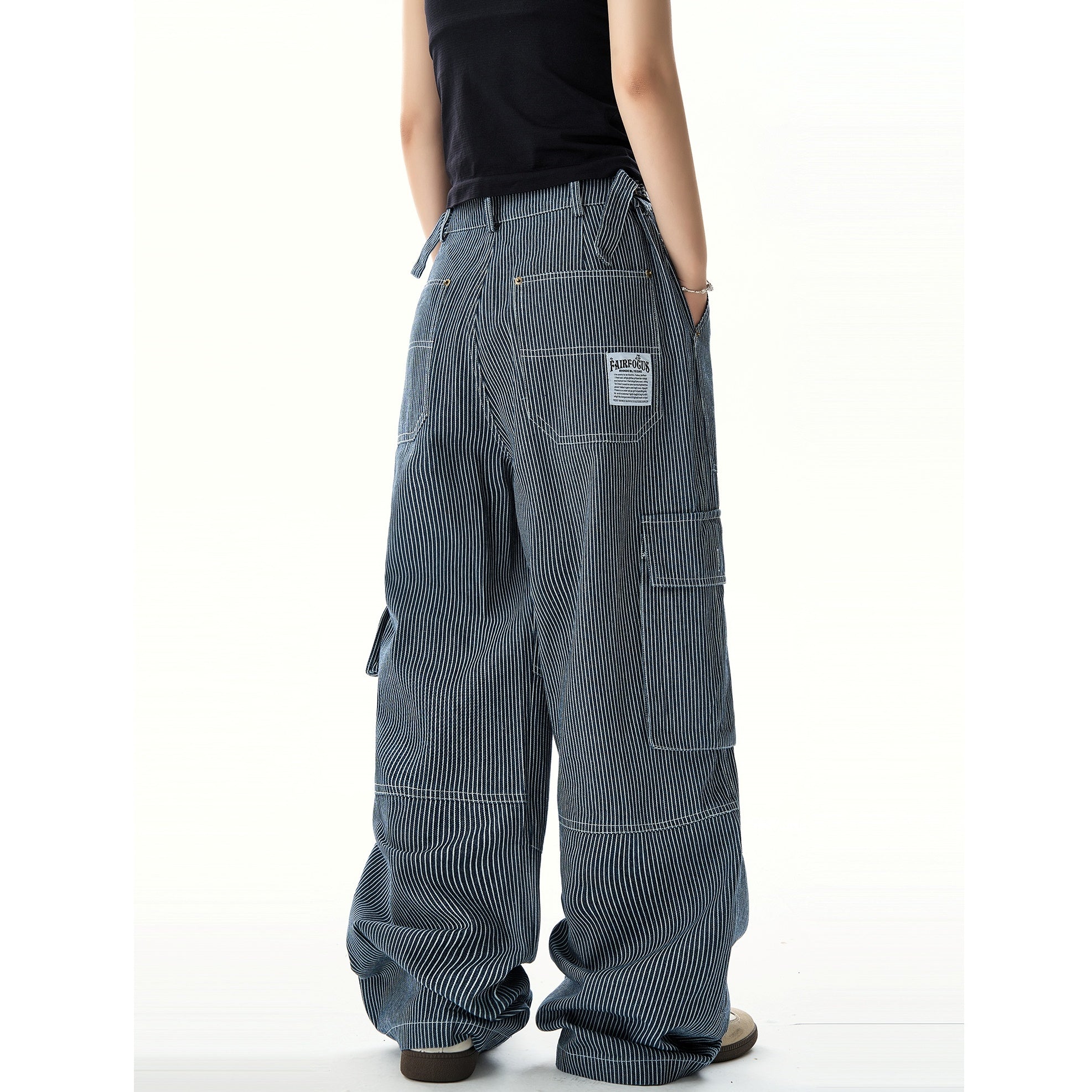 Retro Hickory Stripe Loose Cargo Pants HG7137