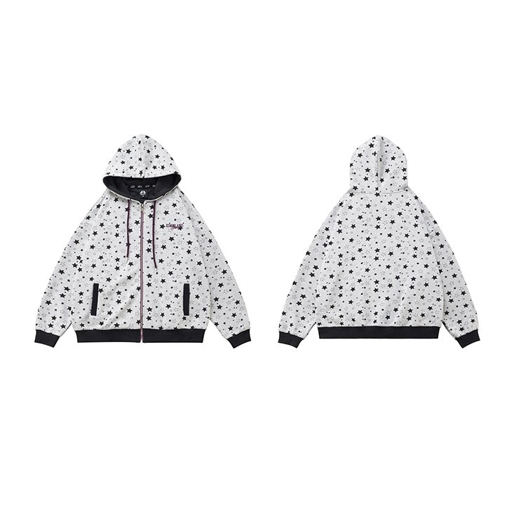 Star Full Print Zip Hooded Parka MW9531